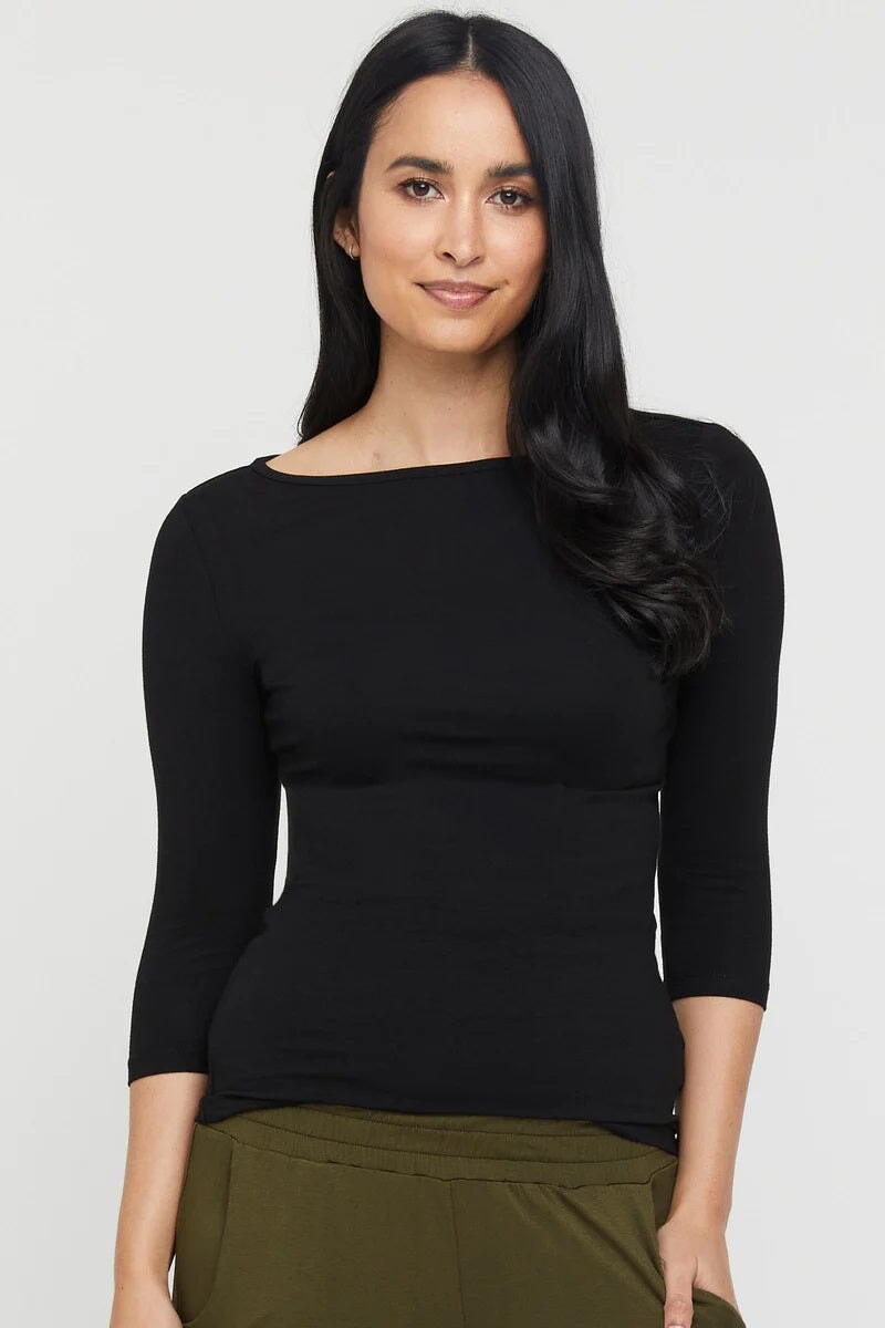 Top Bamboo Boatneck Black Bamboo Body XS 