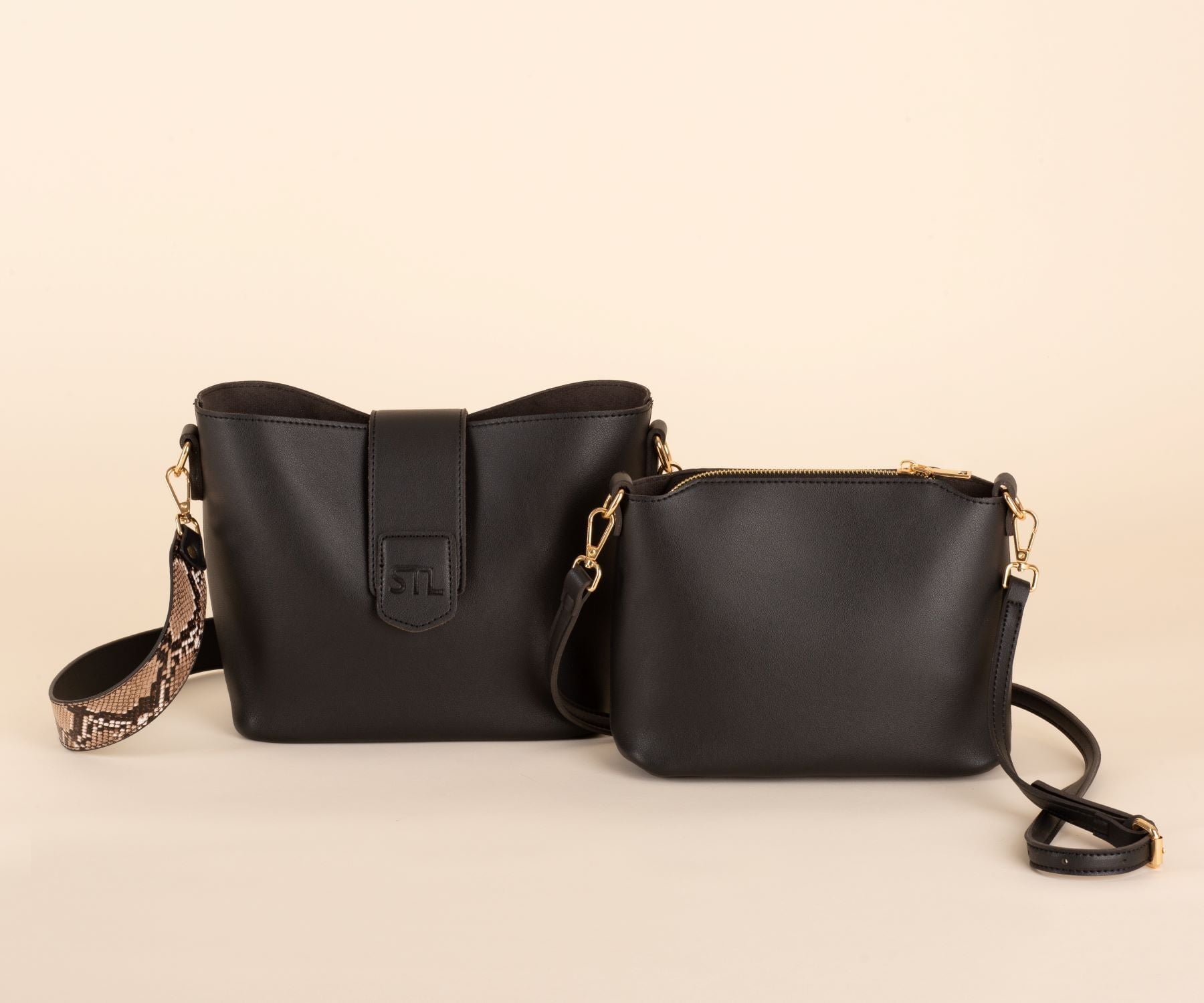 Handbag Vegan Leather Chloe - Black Strap The Label 