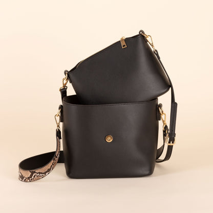 Handbag Vegan Leather Chloe - Black Strap The Label 