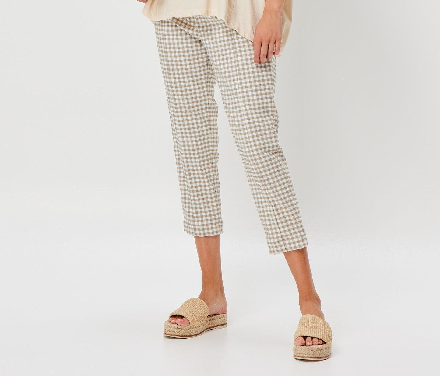 Pant Cigar Capri Gingham Camel Valia General Valia Small 