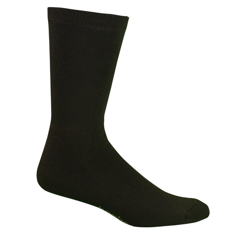 Chocolate brown bamboo comfort business sock cutout on white background