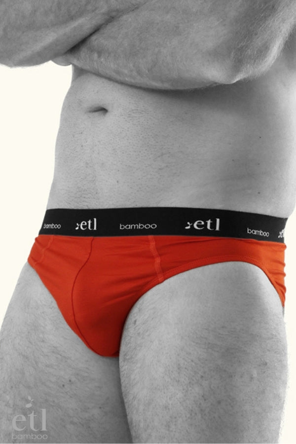 Men's Luxe Bamboo Underwear Mandarin Orange Briefs Soft Comfortable Men's Undies