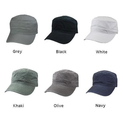 6 colour options of everyday cotton caps on white background