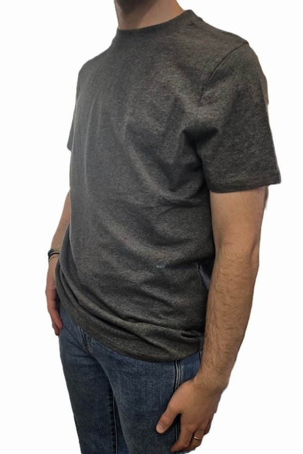 Grey marle mens combed cotton t-shirt on male model on white background