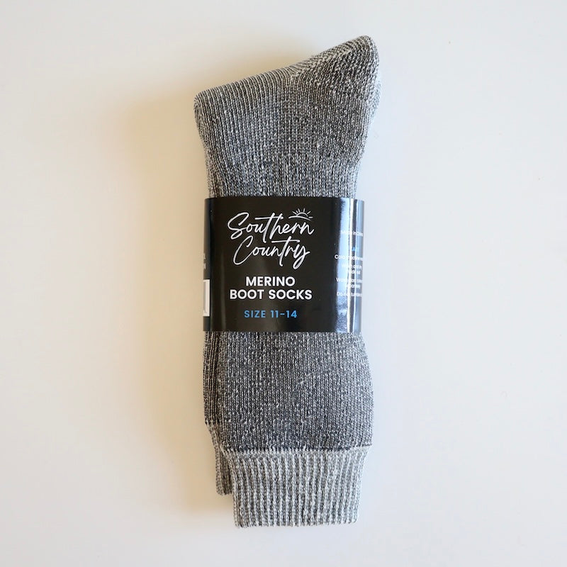 Merino boot socks size 1-14 on a table