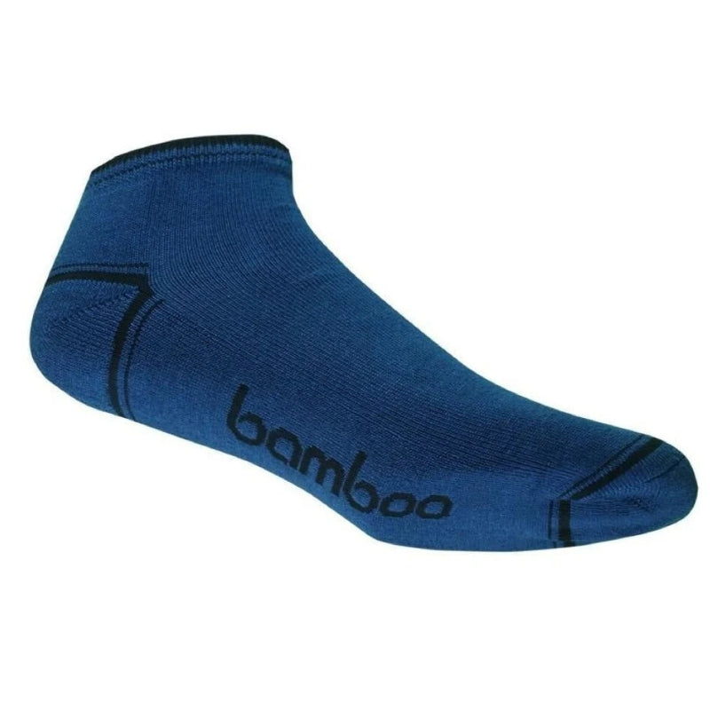 Navy and black bamboo ankle sport sock on white background