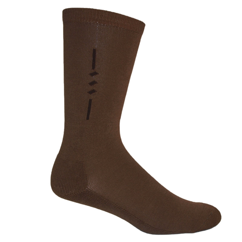 Walnut brown bamboo comfort business sock cutout on white background