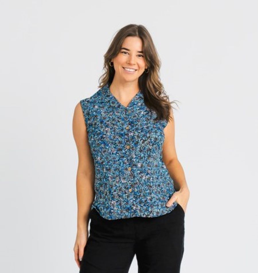 Women's Bamboo Sleeveless Shirt - Blue Bush Banana