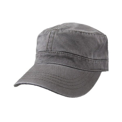 Grey cotton cap with velcro adjustment on white background