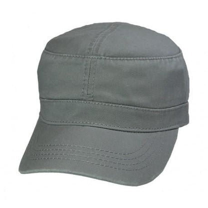 Khaki cotton cap with velcro adjustment on white background