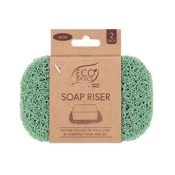 Olive green Soap Riser 2 pack in packet on white background