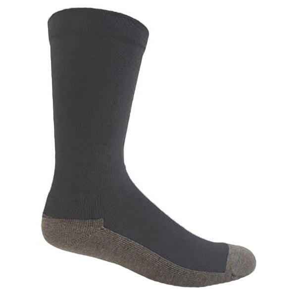 Slate grey bamboo health sock with loose fitting top for circulation and a charcoal sole on white background